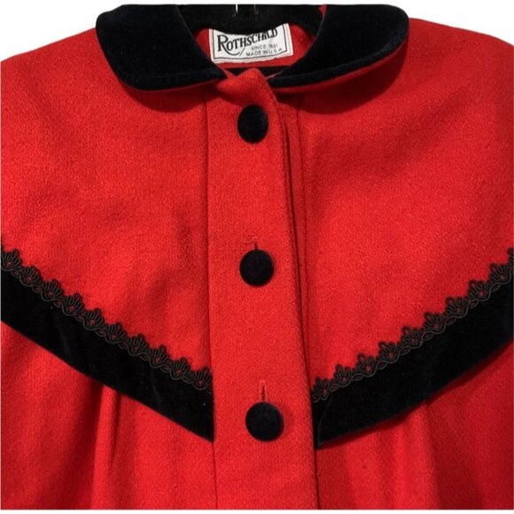 Vintage Wool Rothschild Velvet Detailed Pleated Coat Union Tag USA - Picture 3 of 8